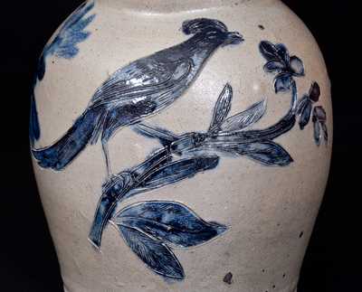 Exceptional Henry Remmey, Baltimore Incised Bird Stoneware Pitcher, c1812-29