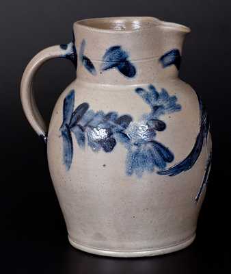 Exceptional Henry Remmey, Baltimore Incised Bird Stoneware Pitcher, c1812-29