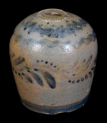 Rare Stoneware Bank Inscribed in Cobalt "WILLIA", probably R.T. Williams, New Geneva, PA