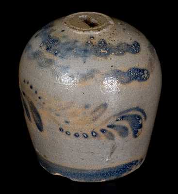 Rare Stoneware Bank Inscribed in Cobalt 