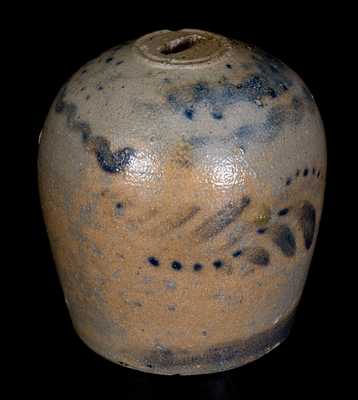 Rare Stoneware Bank Inscribed in Cobalt 