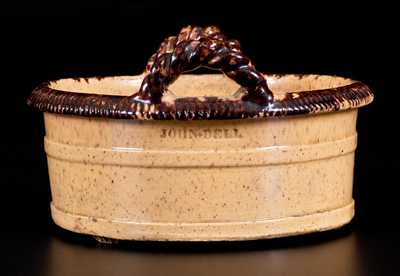 Outstanding Glazed JOHN BELL (Waynesboro, PA) Redware Butter Tub