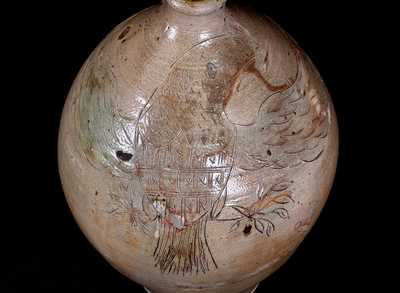 Rare Three-Gallon Stoneware Jug w/ Profuse Incised Federal Eagle, Northeastern U.S.