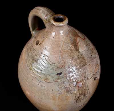 Rare Three-Gallon Stoneware Jug w/ Profuse Incised Federal Eagle, Northeastern U.S.