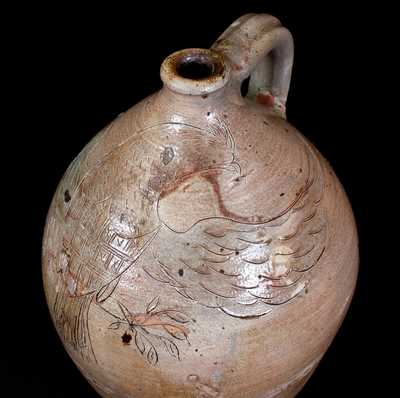 Rare Three-Gallon Stoneware Jug w/ Profuse Incised Federal Eagle, Northeastern U.S.