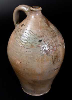 Rare Three-Gallon Stoneware Jug w/ Profuse Incised Federal Eagle, Northeastern U.S.