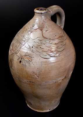 Rare Three-Gallon Stoneware Jug w/ Profuse Incised Federal Eagle, Northeastern U.S.