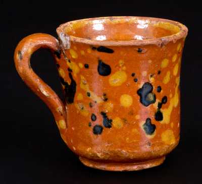 Small-Sized Slip-Decorated Redware Mug, possibly Solomon Loy, Alamance County, NC