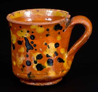 Small-Sized Slip-Decorated Redware Mug, possibly Solomon Loy, Alamance County, NC