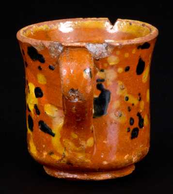 Small-Sized Slip-Decorated Redware Mug, possibly Solomon Loy, Alamance County, NC