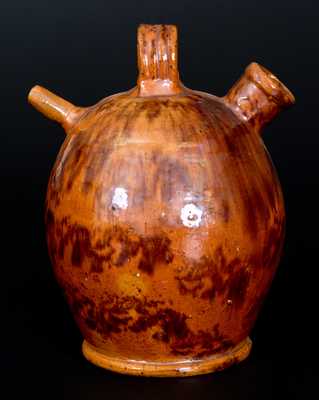 Scarce Glazed Redware Harvest Jug, attrib. Jacob Medinger, Limerick Twp, Montgomery Co, PA