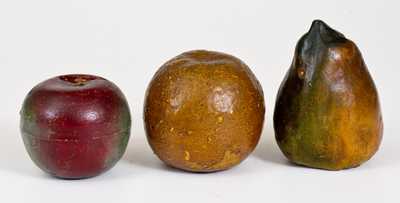 Three Cold-Painted Redware Fruit Banks, American, late 19th century