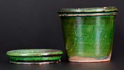 Fine Green-Glazed Redware Flowerpot, Pennsylvania origin, circa 1850-80