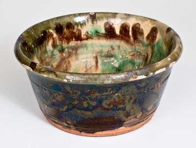 Rare Redware Bowl with Three-Color Glaze, Pennsylvania origin, c1850-80