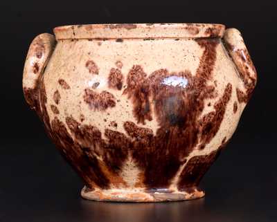 Very Rare Redware Sugar Bowl Inscribed "Bacher," Anthony Baecher, Winchester, VA, circa 1880