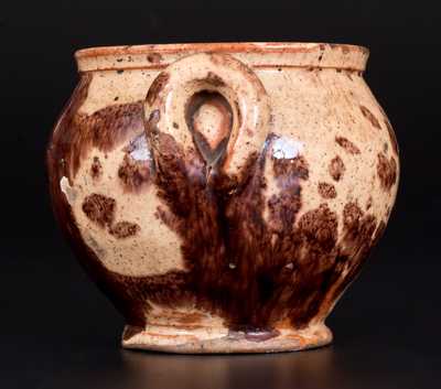 Very Rare Redware Sugar Bowl Inscribed "Bacher," Anthony Baecher, Winchester, VA, circa 1880