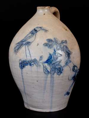 Rare Double Incised Bird Jug, New York State or New England, circa 1825