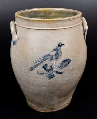 3 Gal. Stoneware Jar with Elaborate Incised Bird Decorations, New York State, circa 1825