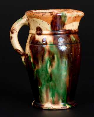 Shenandoah Valley Multi-Glazed Redware Pitcher, att. S. Bell & Son or J. Eberly., Strasburg, VA