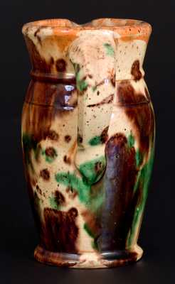 Shenandoah Valley Multi-Glazed Redware Pitcher, att. S. Bell & Son or J. Eberly., Strasburg, VA