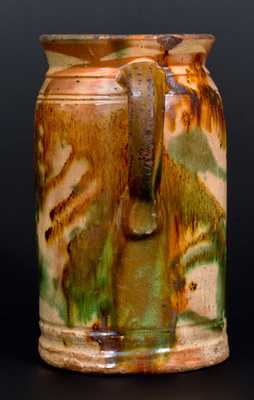 Shenandoah Valley Multi-Glazed Redware Tankard Pitcher, att. S. Bell & Son, Strasburg, VA