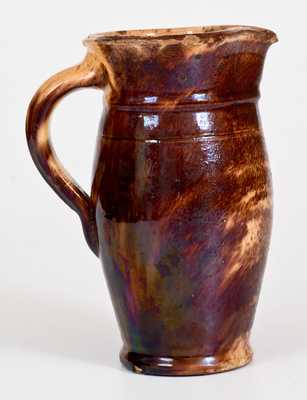 Shenandoah Valley Glazed Redware Pitcher, att. J. Eberly & Co. or S. Bell & Son, Strasburg, VA