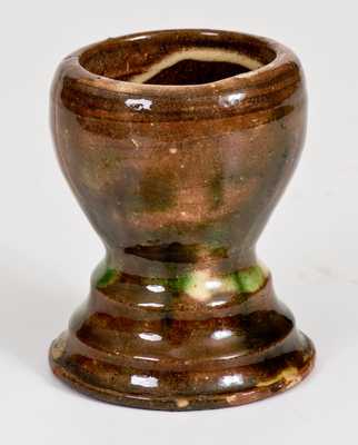 Shenandoah Valley Multi-Glazed Redware Egg Cup, att. S. Bell & Son or J. Eberly, Strasburg, VA