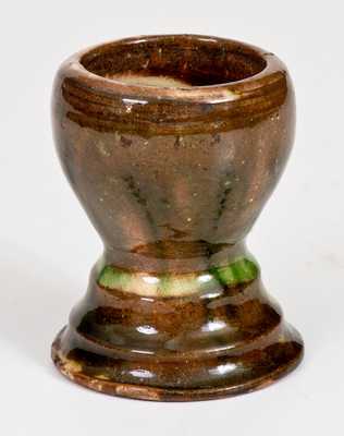 Shenandoah Valley Multi-Glazed Redware Egg Cup, att. S. Bell & Son or J. Eberly, Strasburg, VA