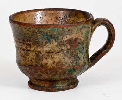 Shenandoah Valley Glazed Redware Mug, att. Anthony W. Bacher, Winchester, VA, circa 1885