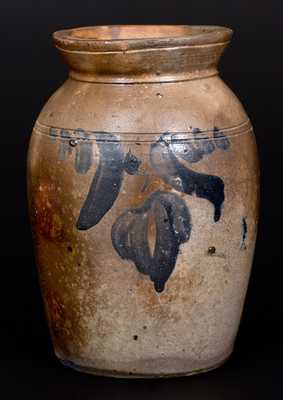 SOLOMON BELL / STRASBURG / Va. Stoneware Canning Jar w/ Cobalt Floral Decoration