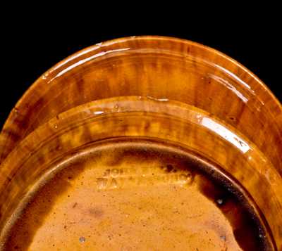 Glazed Redware Flowerpot, Stamped