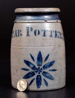 Rare Small-Sized STAR POTTERY (Greensboro, PA) Stoneware Canning Jar w/ Star Motif
