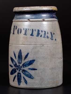 Rare Small-Sized STAR POTTERY (Greensboro, PA) Stoneware Canning Jar w/ Star Motif