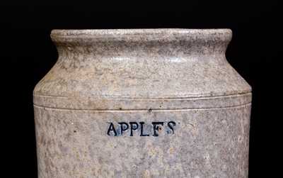 Exceedingly Rare Stoneware APPLES Fruit Jar, probably John Morgan, Rockbridge County, VA