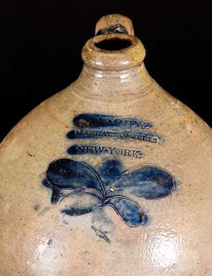 J. REMMEY / MANHATTAN-WELLS / NEW-YORK Stoneware Jug w/ Incised Decoration, c1810