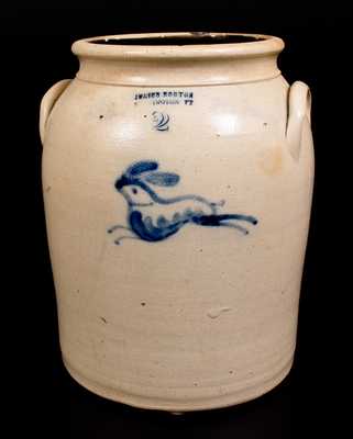 Fine JULIUS NORTON / BENNINGTON, VT Stoneware Jar w/ Leaping Rabbit Decoration