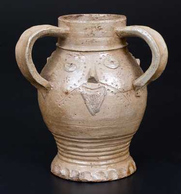 Fine Stoneware Raeren with Triple Face Decoration, Belgian (previously German) origin, c1500