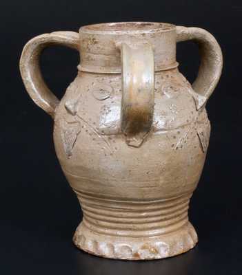 Fine Stoneware Raeren with Triple Face Decoration, Belgian (previously German) origin, c1500