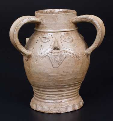 Fine Stoneware Raeren with Triple Face Decoration, Belgian (previously German) origin, c1500