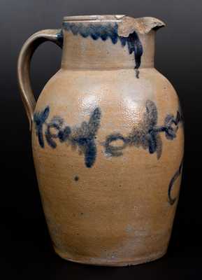 Rare attrib. Wells & Richards, Reading, PA Stoneware Pitcher, circa 1845.