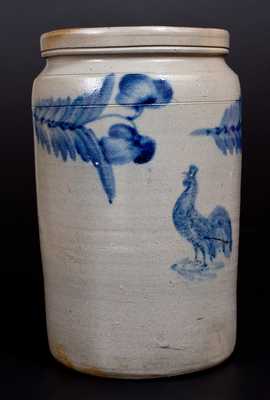 Very Rare Stoneware Jar w/ Rooster Decoration attrib. R. J. Grier, Chester County, PA