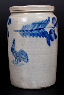 Very Rare Stoneware Jar w/ Rooster Decoration attrib. R. J. Grier, Chester County, PA