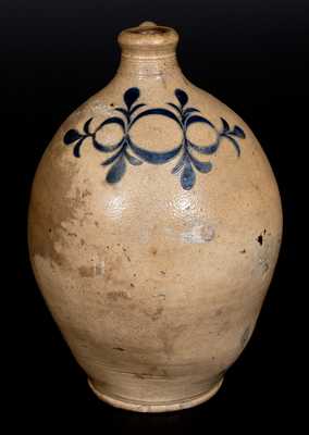 Rare Two-Gallon Stoneware Jug w/ Incised Drape-and-Tassel Decoration, probably Manhattan