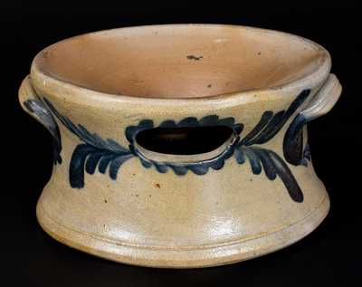 Scarce Handled Spittoon w/ Cobalt Foliate Decoration, attrib. Richard C. Remmey, Philadelphia