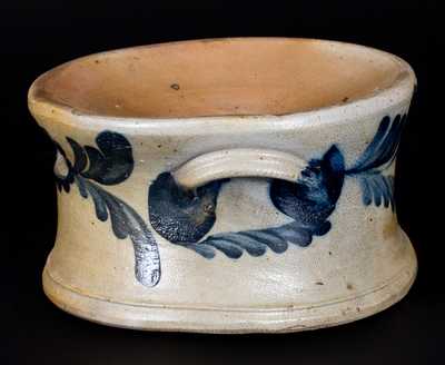 Scarce Handled Spittoon w/ Cobalt Foliate Decoration, attrib. Richard C. Remmey, Philadelphia