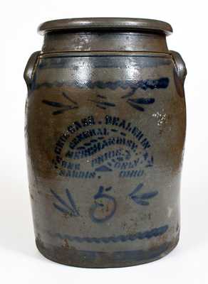 Scarce Five-Gallon Sardis, Ohio Advertising Stoneware Jar, Greensboro, PA origin