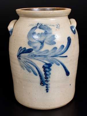 COWDEN & WILCOX / HARRISBURG, PA Stoneware Jar w/ Floral Decoration