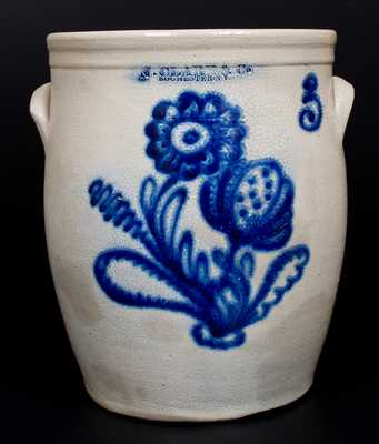 Fine N. CLARK & CO. / ROCHESTER, NY Stoneware Jar w/ Bold Floral Decoration