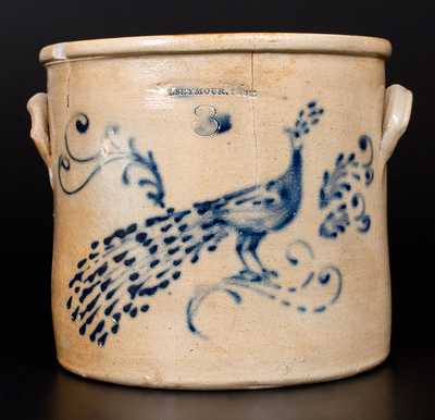 I. SEYMOUR TROY Stoneware Crock w/ Elaborate Pheasant Decoration