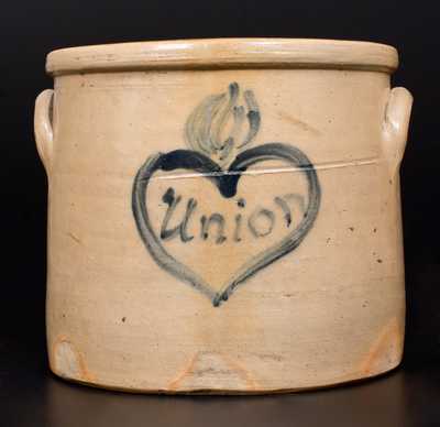 Rare att. MacQuoid, NYC Stoneware Crock w/